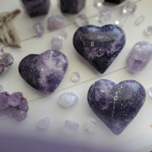 Load image into Gallery viewer, Purple &quot;Galaxy&quot; Lepidolite Puffy Hearts
