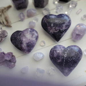 Purple "Galaxy" Lepidolite Puffy Hearts