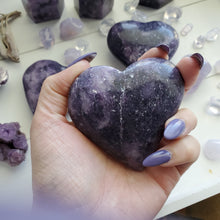 Load image into Gallery viewer, Purple &quot;Galaxy&quot; Lepidolite Puffy Hearts
