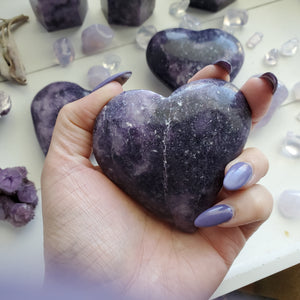 Purple "Galaxy" Lepidolite Puffy Hearts