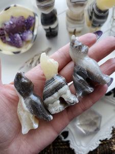 Zebra Onyx Crystal Gemstone Carved Cats
