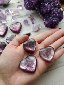Natural Top Quality Gem Lepidolite Puffy Hearts