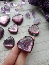 Load image into Gallery viewer, Natural Top Quality Gem Lepidolite Puffy Hearts
