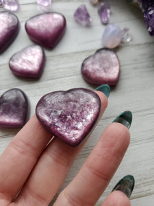 Natural Top Quality Gem Lepidolite Puffy Hearts