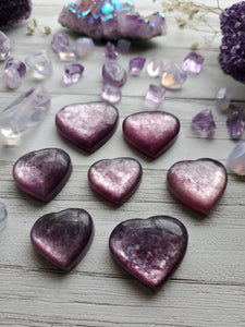 Natural Top Quality Gem Lepidolite Puffy Hearts
