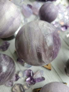 Natural Purple Silk Fluorite Spheres