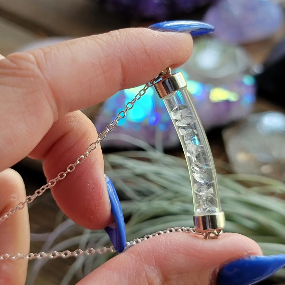 Floating Diamond Vial Crystal Necklace