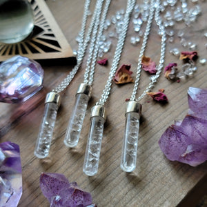 Floating Diamond Vial Crystal Necklace