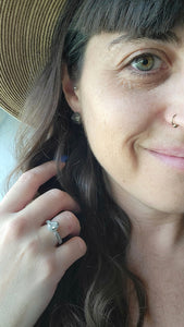 Genuine Mexican Cubic Pyrite Gemstone Stud Earrings