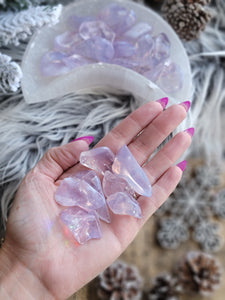 Natural Girasol Lavender + Blue Rose Quartz Tumbles