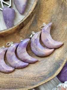 Rare Lavender Unicorn Jade "Jadeite" Moon Pendants