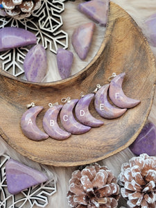 Rare Lavender Unicorn Jade "Jadeite" Moon Pendants