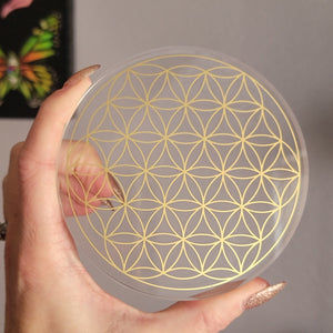 Flower of Life Sacred Geometry Resin Crystal Grid