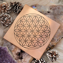 Load image into Gallery viewer, Flower of Life Sacred Geometry Copper Crystal Grid
