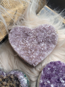 Natural Amethyst Crystal Hearts