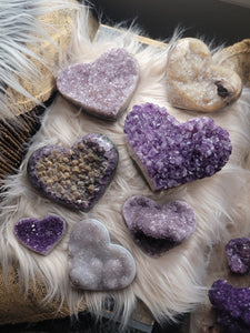 Natural Amethyst Crystal Hearts