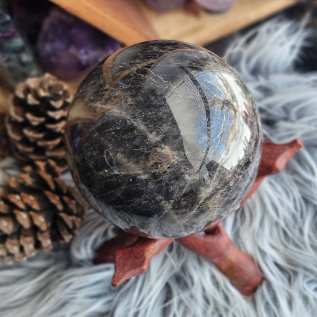 XL Black Moonstone Crystal Sphere Display Piece