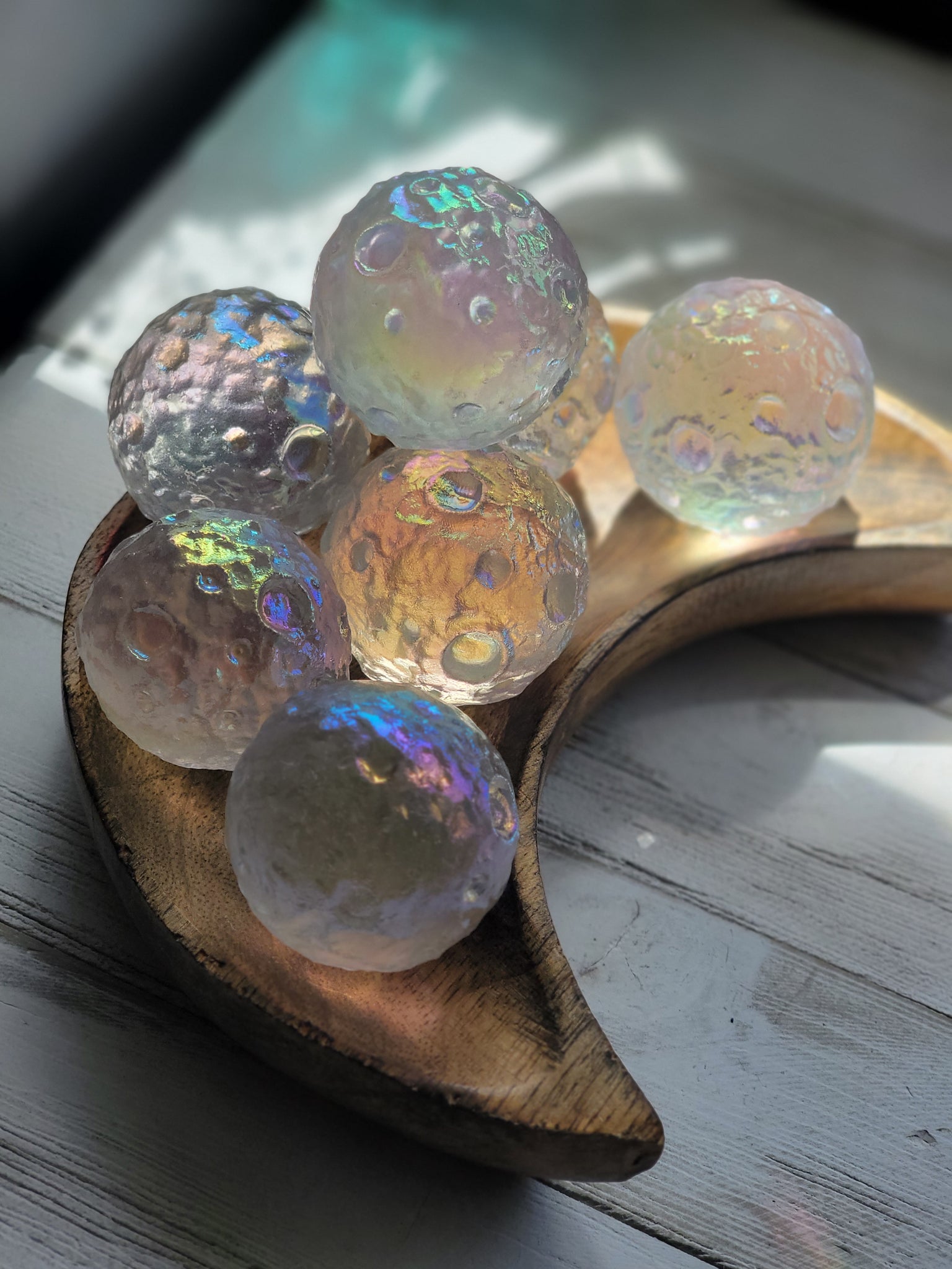 Rainbow Aura Bubbles, Mini Sphere Angel Aura Quartz, Small Crystal