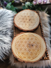 Load image into Gallery viewer, Natural Wooden Sacred Geometry Activation Crystal Grid
