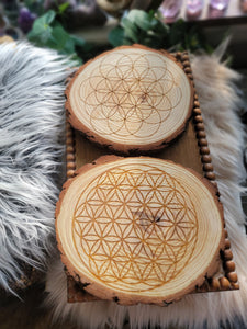Natural Wooden Sacred Geometry Activation Crystal Grid