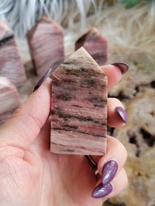 Natural Banded Pink Mica Towers