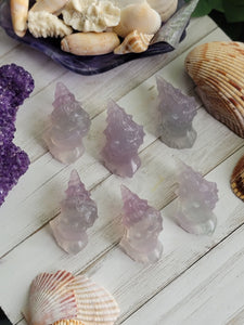 Natural Lavender Fluorite Crystal Conch Shell