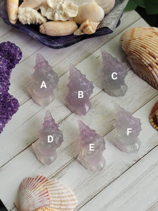 Natural Lavender Fluorite Crystal Conch Shell