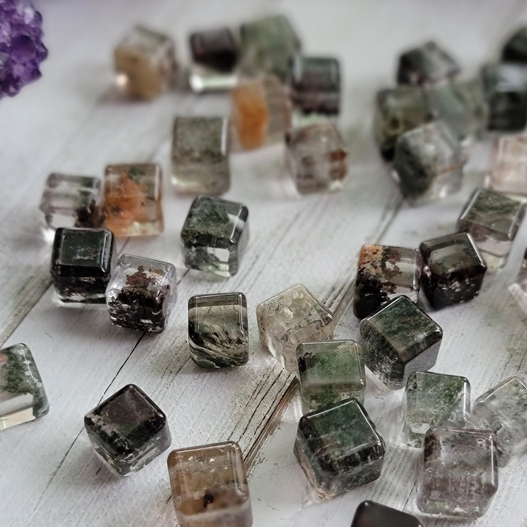 Natural Lodolite Dream Quartz Mini Crystal Cubes