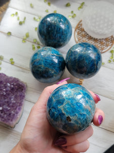 Gemmy Deep Blue Apatite Gemstone Spheres