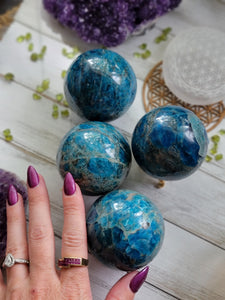 Gemmy Deep Blue Apatite Gemstone Spheres