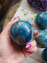 Load image into Gallery viewer, Gemmy Deep Blue Apatite Gemstone Spheres
