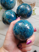Load image into Gallery viewer, Gemmy Deep Blue Apatite Gemstone Spheres
