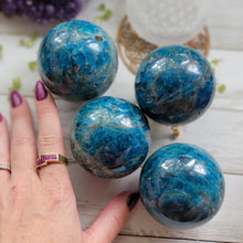Load image into Gallery viewer, Gemmy Deep Blue Apatite Gemstone Spheres
