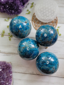 Gemmy Deep Blue Apatite Gemstone Spheres