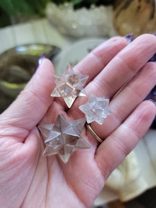 Mini Smokey Clear Quartz Stellated Asteroid Sacred Geometry Merkabah Stars