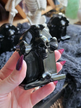 Load image into Gallery viewer, Gothic Obsidian Skull Gemstone Tombstone
