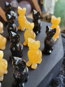 Mini Gemstone Carved Kitty Cats