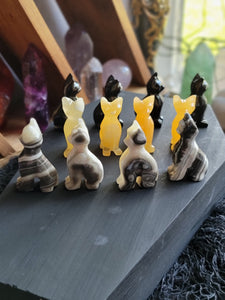 Mini Gemstone Carved Kitty Cats