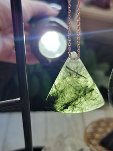 Rare Green Rutile Crystal Pendant Necklace