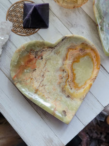 Green Onyx Heart Shaped Gemstone Dish