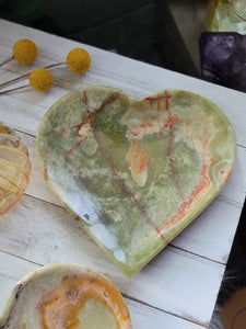 Green Onyx Heart Shaped Gemstone Dish