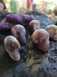 Natural Black/Purple Agate Gemstone Skulls