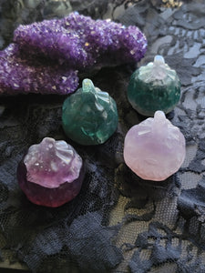 Mini Hand Carved Fluorite Crystal Pumpkins