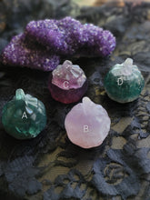 Load image into Gallery viewer, Mini Hand Carved Fluorite Crystal Pumpkins
