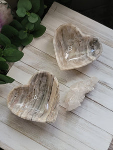 Grey Onyx Crystal Gemstone Heart Dish
