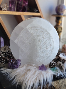 Selenite Satin Spar Sacred Geometry Crystal Lamp