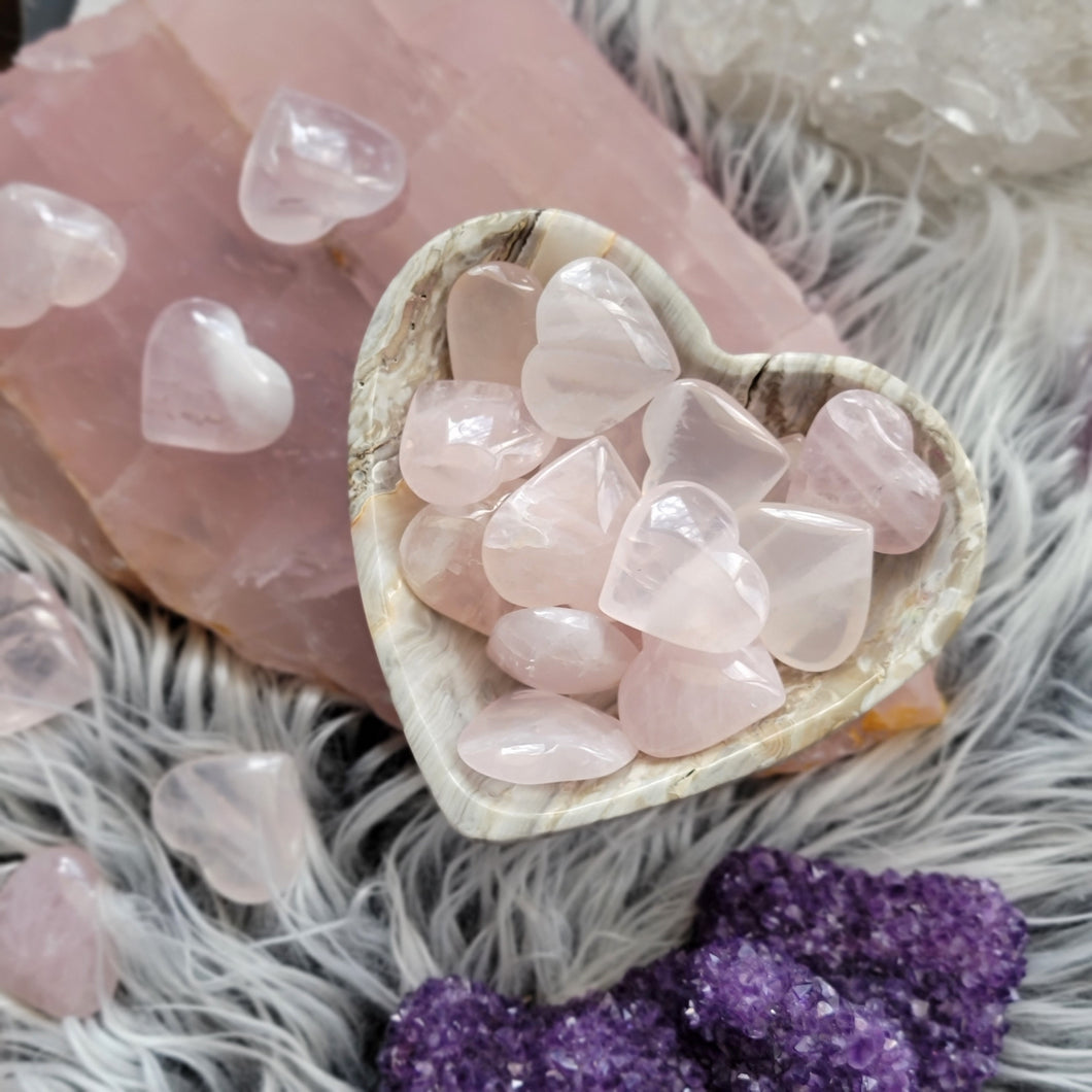 Rose Quartz Puffy Heart Crystals