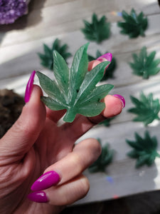 Mini Aventurine Crystal Carved Happy Leaf