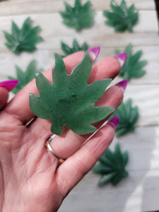 Mini Aventurine Crystal Carved Happy Leaf
