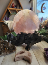 Load image into Gallery viewer, Rose Quartz Full Moon on Driftwood
